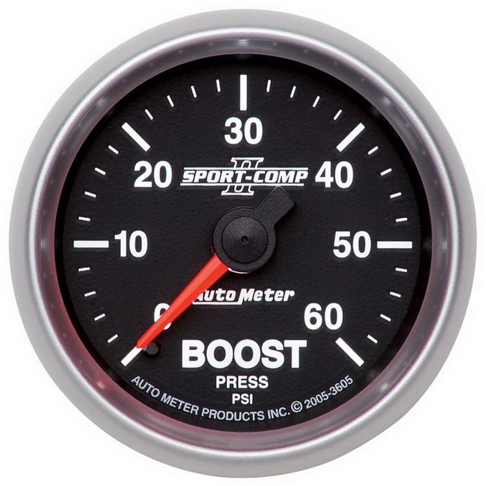 AutoMeter 3605 Autometer Sport-Comp II Mechanical 52mm 0-60 PSI Mechanical Boost Gauge