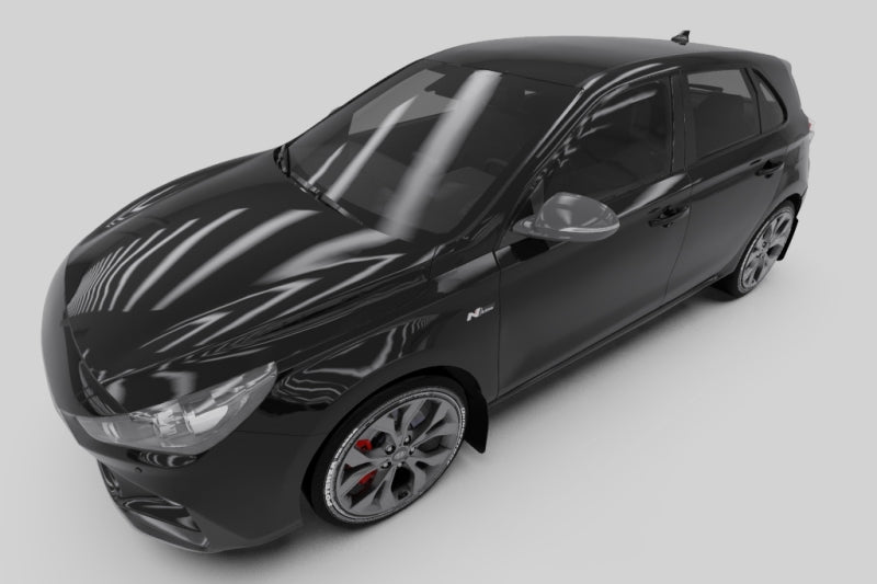 Rally Armor MF59-UR-BLK/WH 19-21 Hyundai Elantra GT N Line/i30 Black UR Mud Flap w/White Logo