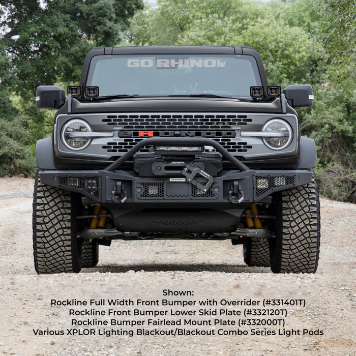 Go Rhino 331401T 21-24 Ford Bronco (2 and 4 Door) Rockline Full Width Bumper w/ Overrider Bar