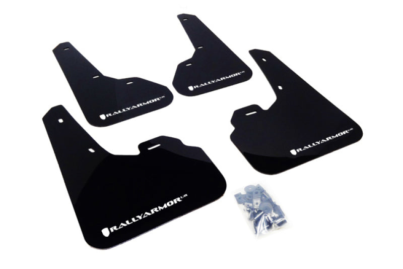 Rally Armor MF17-UR-BLK/WH 10-13 Mazda3/Speed3 (Hatch/Sedan) Black UR Mud Flap w/White Logo