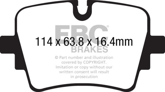 EBC DP42192R 14+ Jaguar F-Type (Cast Iron Rotors Only) 5.0 Supercharged (490) Yellowstuff Rear Brake Pads