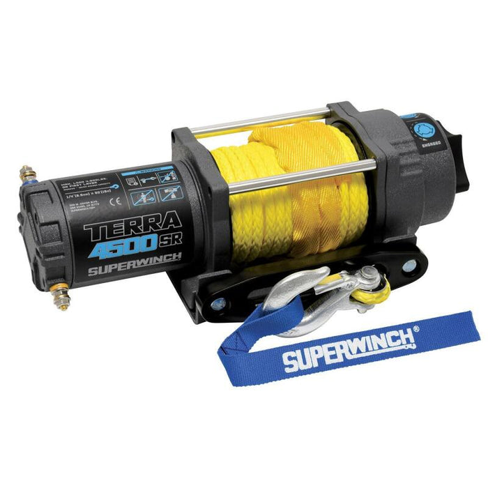 Superwinch 1145270 4500 LBS 12V DC 1/4in x 50ft Synthetic Rope Terra 4500SR Winch - Gray Wrinkle
