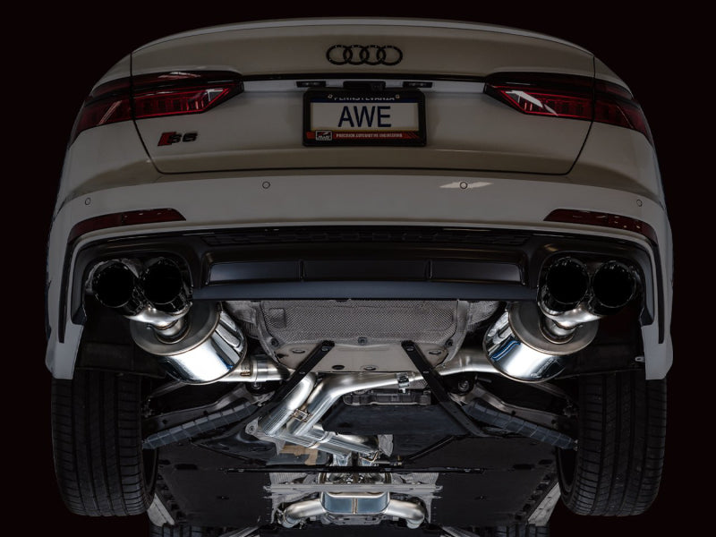 AWE Tuning 3015-43107 19-23 Audi C8 S6/S7 2.9T V6 AWD Touring Edition Exhaust - Diamond Black Tips