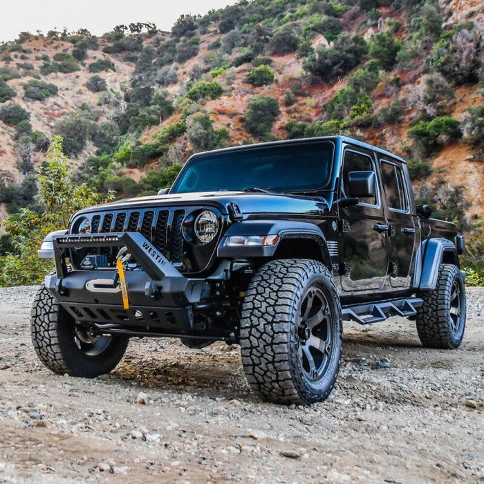 Westin 59-80085 18-19 Jeep Wrangler JL Stubby Front Bumper - Textured Black