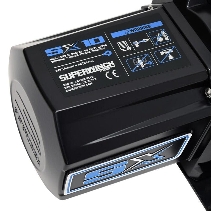Superwinch 1710204 10000 LBS 12V DC 3/8in x 80ft Synthetic Rope SX10SR Winch - Semi Gloss Black