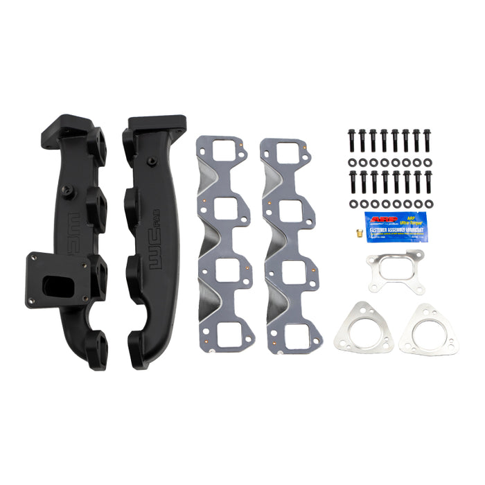 Wehrli WCF100226 17-24 Chevrolet Duramax Billet Exhaust Manifold & Stainless Up Pipe Kit w/ Gaskets & Hardware