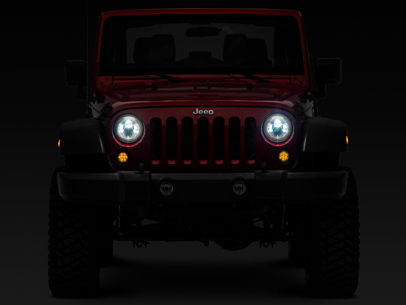 Raxiom J108043 97-18 Jeep Wrangler TJ/JK Axial Series LED Daymaker Headlights- Chrome Housing (Clear Lens)