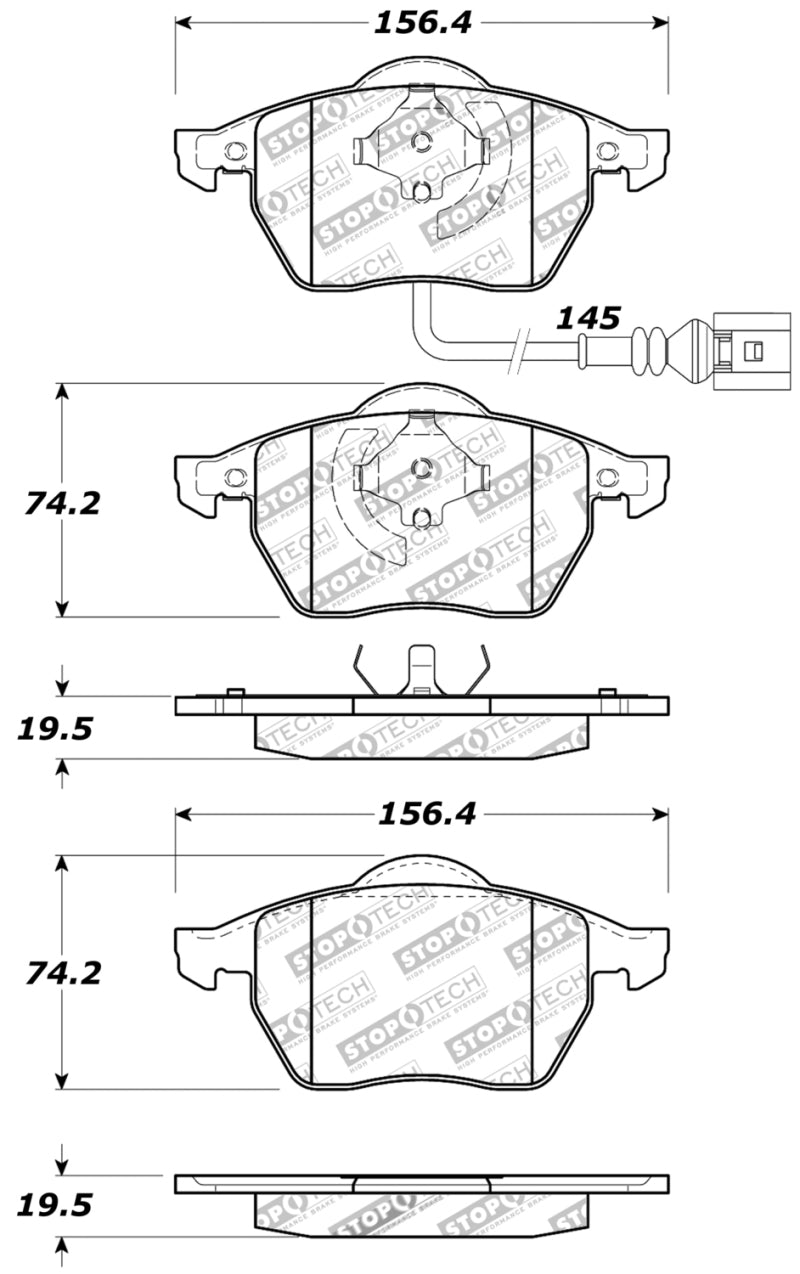 Stoptech 309.06871 StopTech Performance 99-08 VW Jetta / 5/99-05 Golf GTi/GLS Turbo Front Brake Pads