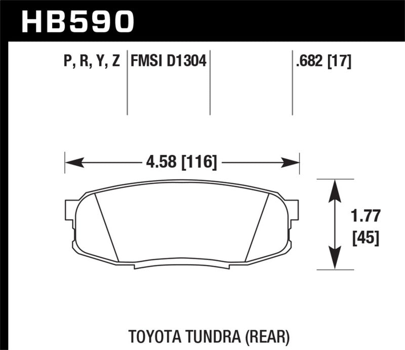 Hawk Performance HB590N.682 Hawk 2019 Toyota Tundra/2019 Lexus NX300 HP Plus Brake Pad Set