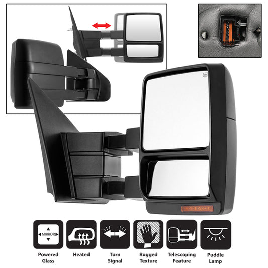 SPYDER 9935398 xTune Ford F150 07-14 Power Heated Amber LED Signal Telescoping Mirror Right MIR-FF15007S-PWH-AM-R