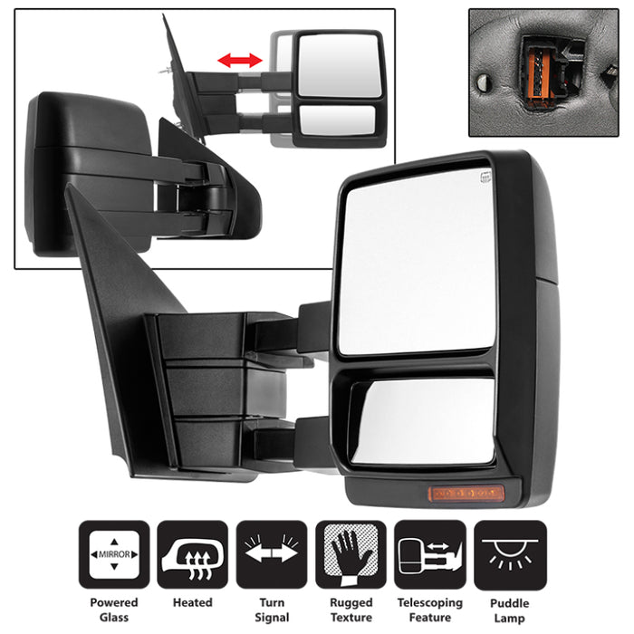SPYDER 9935398 xTune Ford F150 07-14 Power Heated Amber LED Signal Telescoping Mirror Right MIR-FF15007S-PWH-AM-R