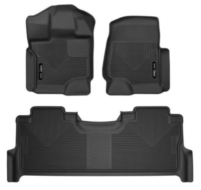 Husky Liners 53388 2017 Ford F-250 Super Duty Crew Cab X-Act Contour Black Front & Rear Floor Liners