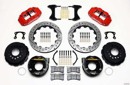 Wilwood 140-9219-DR Narrow Superlite 4R Rear P-Brk Kit 12.88in Drill Red Big Ford New Style 2.50in Offset