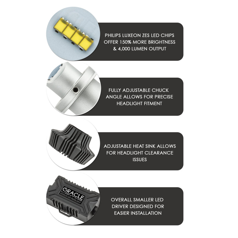 ORACLE Lighting 5243-001 Oracle H1 4000 Lumen LED Headlight Bulbs (Pair) - 6000K