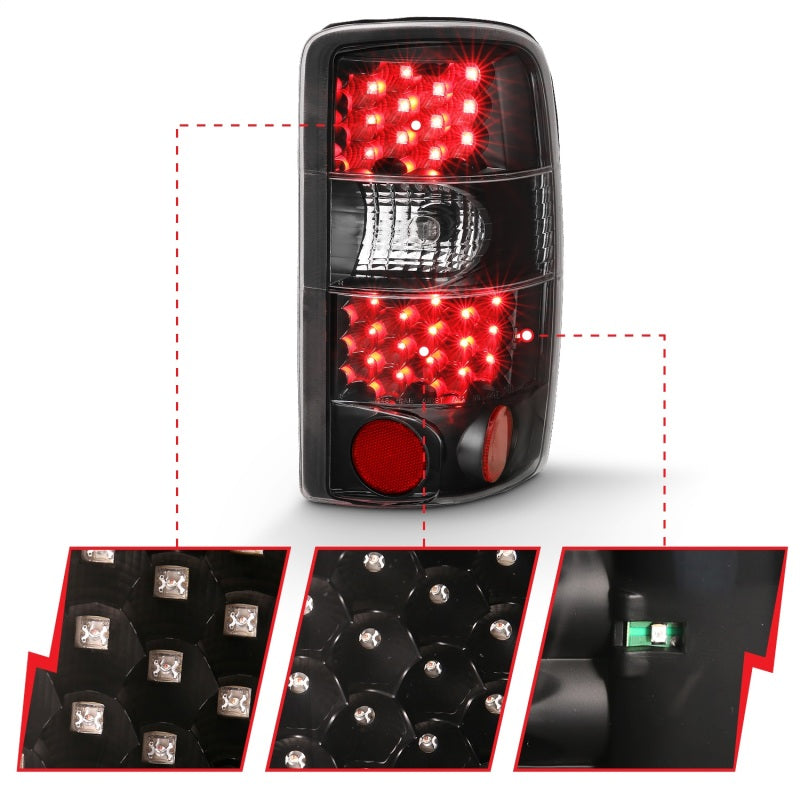 ANZO 311298 2000-2006 Chevrolet Tahoe Led Taillights Black/Clear