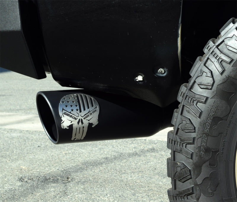 Gibson 76-0031 07-17 Jeep Wrangler Sport 3.6L 2.5in Patriot Skull Series Cat-Back Dual Exhaust - Blk Ceramic