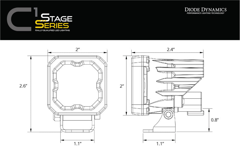 Diode Dynamics DD7174 21-24 Ford Bronco Sport SSC1 LED Fog Light Kit