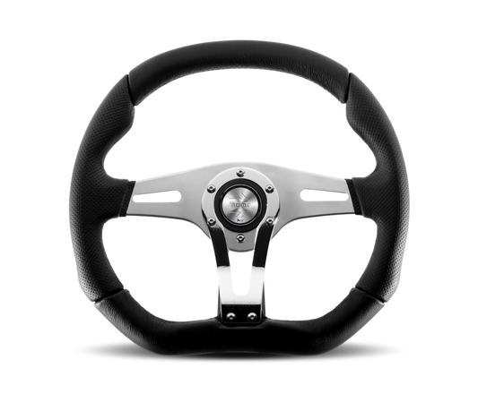 MOMO TRK-R35BK0B Momo Trek RSteering Wheel - Trek R/350 mm mmeter - Black AirLeather/Brshd Al Spokes
