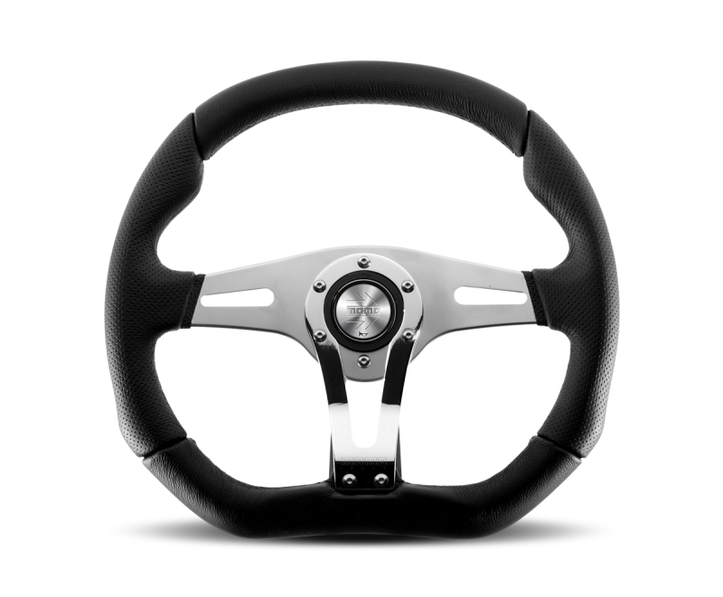 MOMO TRK-R35BK0B Momo Trek RSteering Wheel - Trek R/350 mm mmeter - Black AirLeather/Brshd Al Spokes