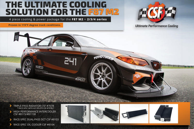 CSF 8115B 15-18 BMW M2 (F30/F32/F22/F87) N55 High Performance Stepped Core Bar/Plate Intercooler - Black
