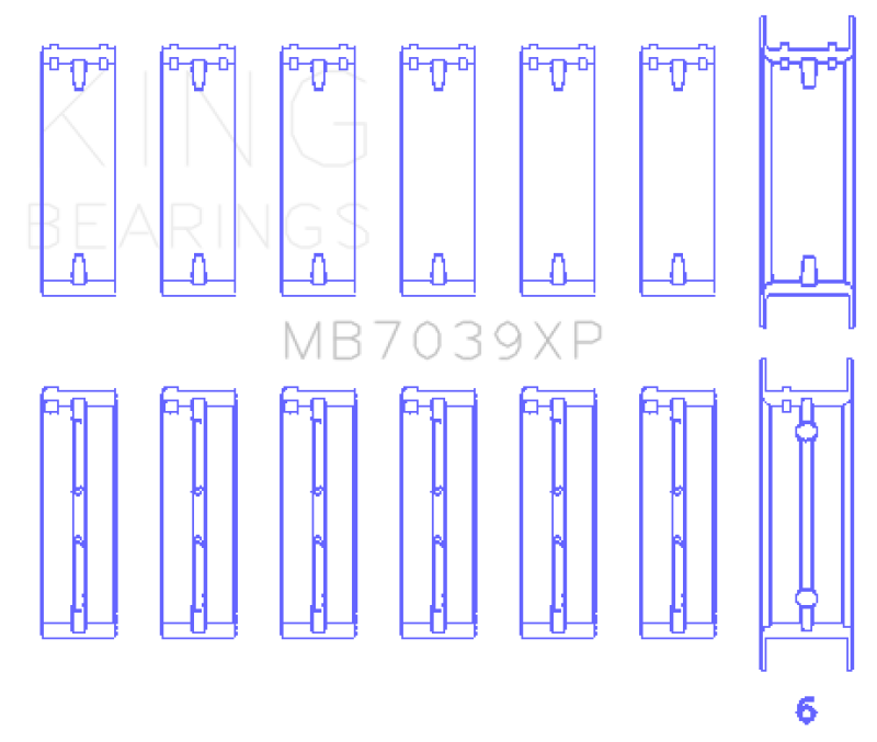 King Engine Bearings MB7039XP BMW M20/M50 2.0L/2.5L/2.7L Performance Main Bearing Set - Size STD