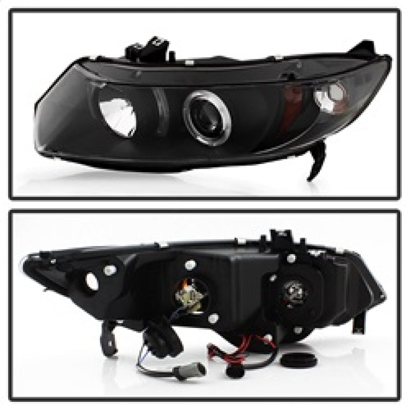 SPYDER 5010780 Spyder Honda Civic 06-08 2Dr Projector Headlights LED Halo Black High H1 Low H1 PRO-YD-HC06-2D-HL-BK