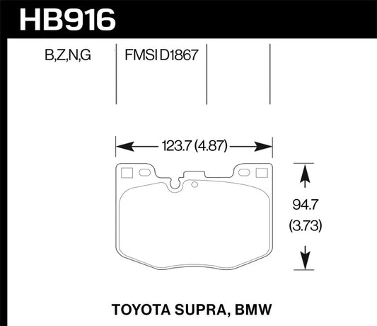 Hawk Performance HB916B.740 Hawk 2020 Toyota Supra / 19-20 BMW Z4 HPS 5.0 Front Brake Pads