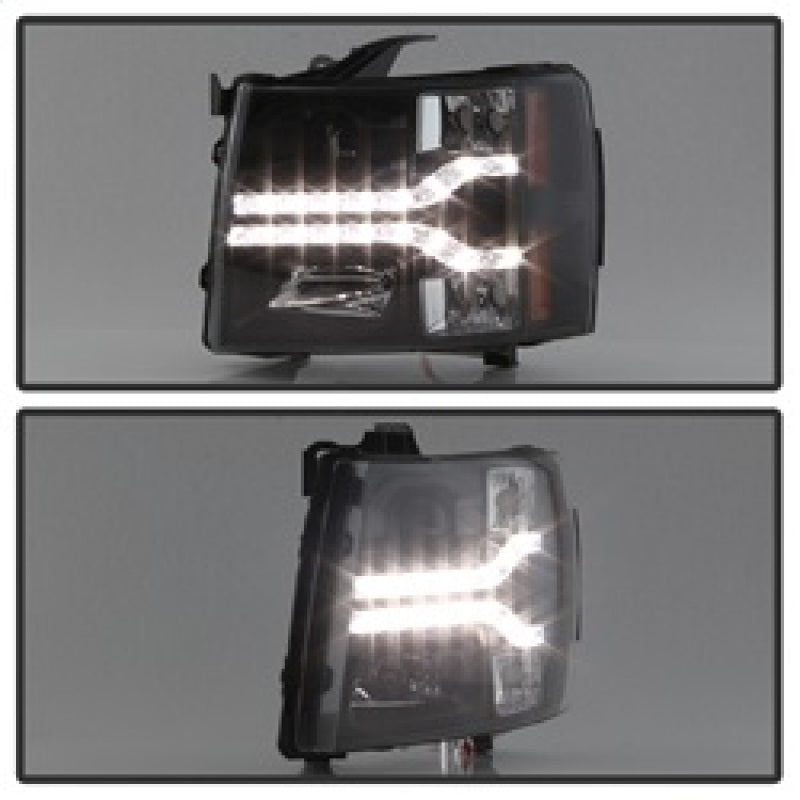 SPYDER 5083524 Spyder Chevy Silverado 1500 07-13 V2 Projector Headlights - LED DRL - Black PRO-YD-CS07V2-DRL-BK