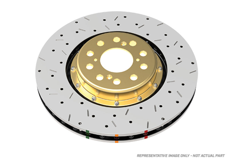DBA DBA52224V2GLDXS 08-17 Mitsubishi Evo X Front Drilled & Slotted 5000 Series 2 Piece Rotor w/ Gold Hat
