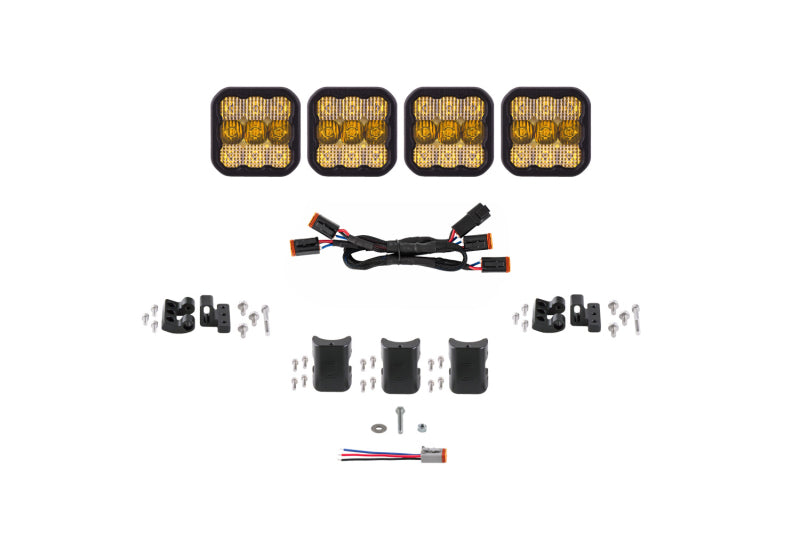 Diode Dynamics DD6795 SS5 Sport Universal CrossLink 4-Pod Lightbar - Yellow Combo