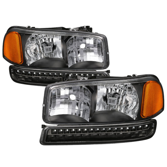 SPYDER 9037399 xTune GMC Sierra 99-06 /Yukon 00-06 Headlights & LED Bumper Lights - Black HD-JH-GS99-LED-SET-BK