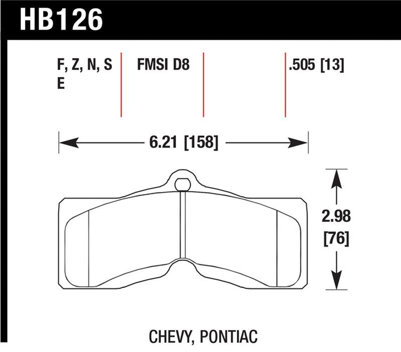 Hawk Performance HB126S.505 Hawk 78-82 Chevy Corvette HT-10 Performance Front Brake Pads