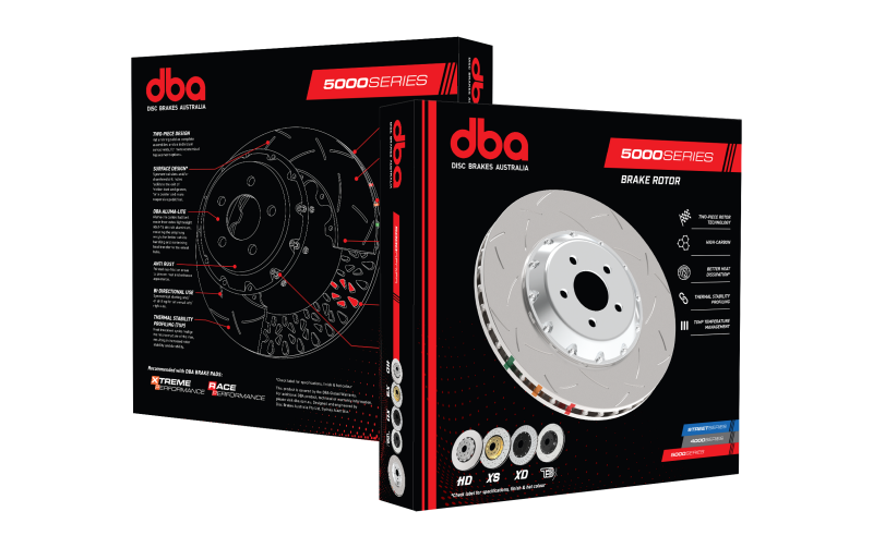 DBA DBA52218BLKS 03-05 Evo 8/9 Front Slotted 5000 Series 2 Piece Rotor Assembled w/ Black Hat