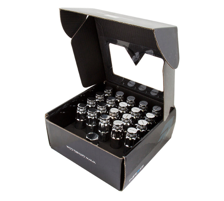 NRG LN-LS710SL-21 700 Series M12 X 1.25 Steel Lug Nut w/Dust Cap Cover Set 21 Pc w/Locks & Lock Socket - Silver