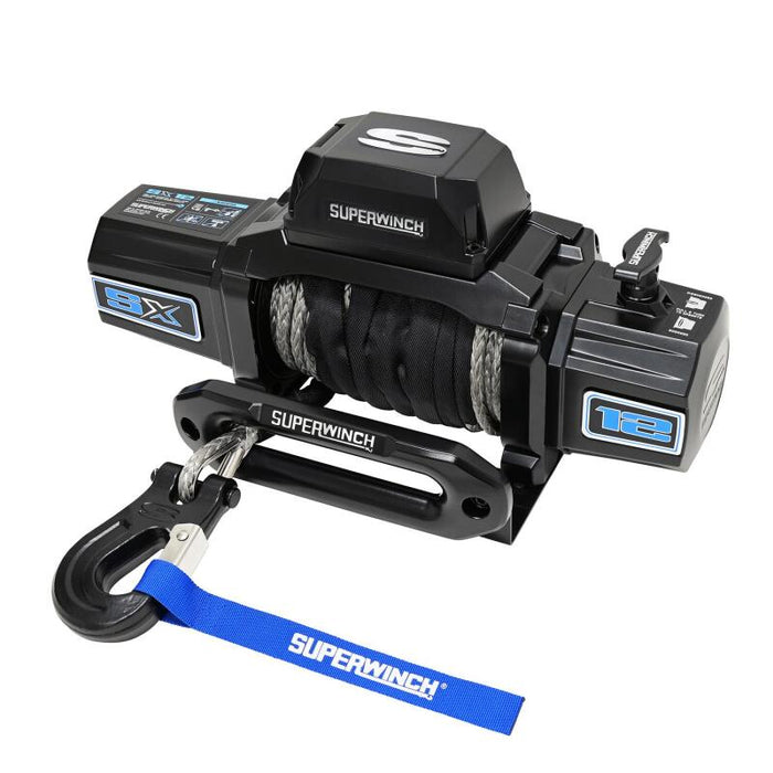 Superwinch 1712204 12000 LBS 12V DC 3/8in x 80ft Synthetic Rope SX12SR Winch - Semi Gloss Black