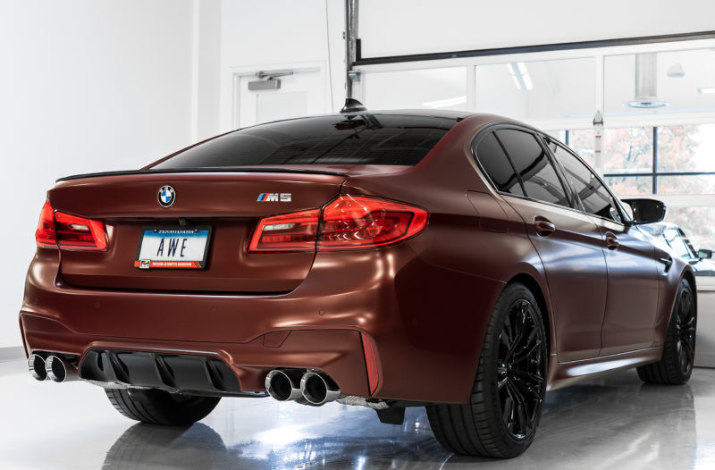 AWE Tuning 3025-43066 18-19 BMW F90 M5 SwitchPatch Cat-Back Exhaust- Black Diamond Tips