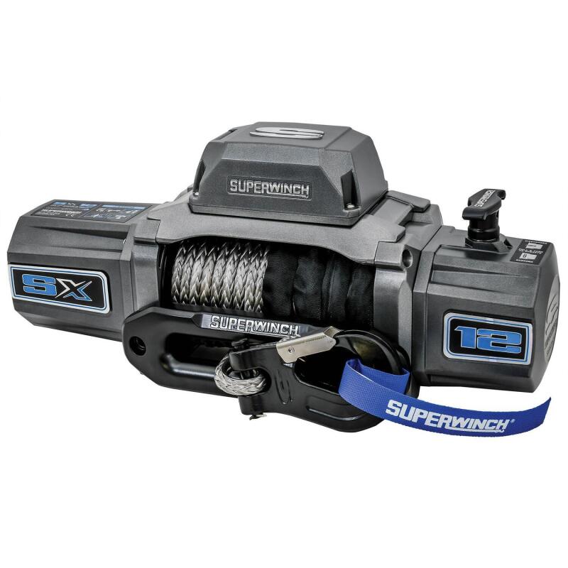 Superwinch 1712201 12000 LBS 12V DC 3/8in x 80ft Synthetic Rope SX 12000SR Winch - Graphite