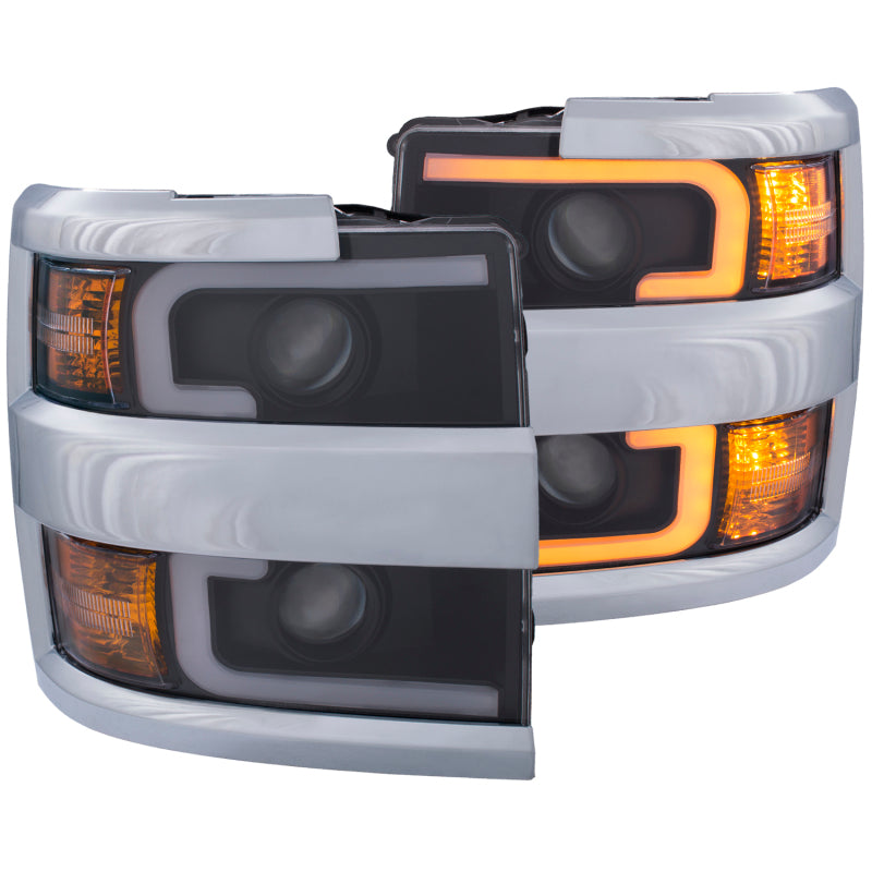 ANZO 111365 Projector Headlights 15-17 Chevrolet Silverado 2500HD / 3500HD Black w/ Chrome Rim