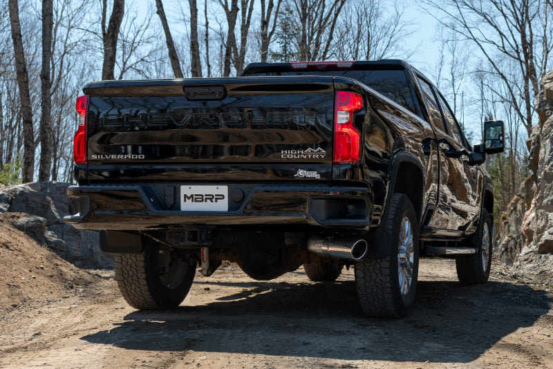 MBRP S6059AL 2020+ GMC/Chevy 2500/3500 6.6L Duramax 4in Mand Bent Tubing AL-Ser Cat Back Single Side - Alum