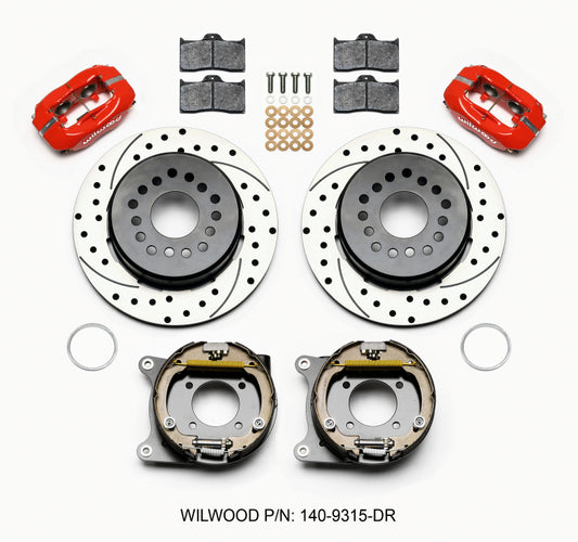 Wilwood 140-9315-DR Forged Dynalite P/S Park Brake Kit Drilled Red 12 Bolt 2.75in offset Staggered Shock