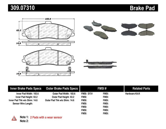 Stoptech 309.07310 StopTech Performance 04-08 Cadillac XLR/XLR-V / 97-10 Corvette / 05-06 Pontiac GTO Front Brake Pads