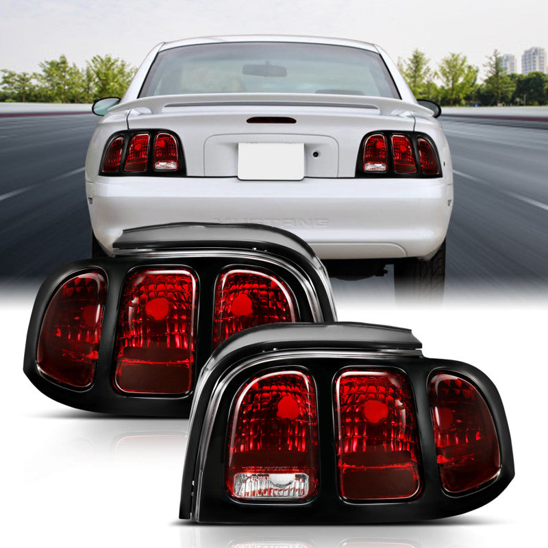 ANZO 321350 1994-1998 Ford Mustang Taillight Dark Red Lens (OE Style)