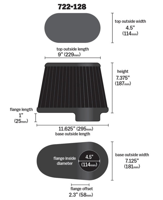 Airaid 722-128 AIR Universal Air Filter