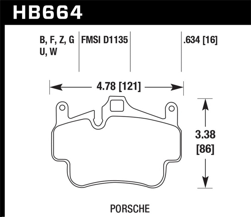 Hawk Performance HB664Z.634 Hawk 05-08 Porsche 911 Carrera Front & Rear / 07-08 Cayman Front Perf Ceramic Street Brake Pads