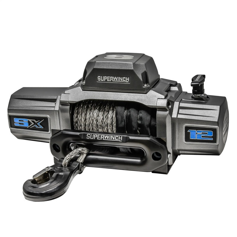 Superwinch 1712201 12000 LBS 12V DC 3/8in x 80ft Synthetic Rope SX 12000SR Winch - Graphite