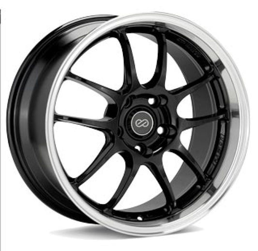 Enkei 460-780-6550BKM PF01SS 17x8 5x114.3 50mm Offset 75mm Bore Diameter Gloss Black w/ Machined Lip