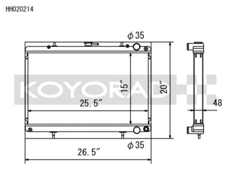 Koyo HH020214 Nissan 89-93 Skyline GT-R/GT-S 2.6L (t)/88-94 Cefiro 2.0L (t)/89-93 Laurel 2.0L (t) Radiator