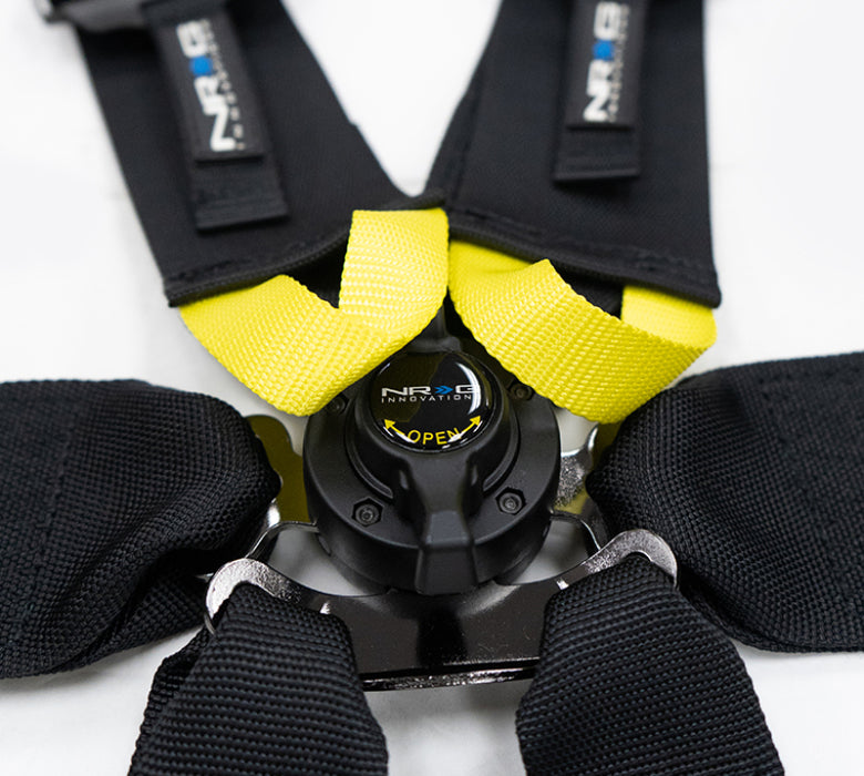 NRG SBH-HRS6PCBK FIA 6pt 2in. Shoulder Belt for HANS Device/ Rotary Cam Lock Buckle/ 3in. Waist Belt - Black
