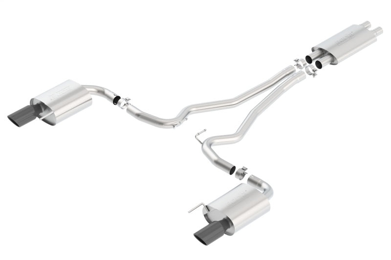 Borla 140589BC Touring Cat-Back 15 Ford Mustang GT 5.0L V8 MT/AT 2.5in pipe Black 4in tip