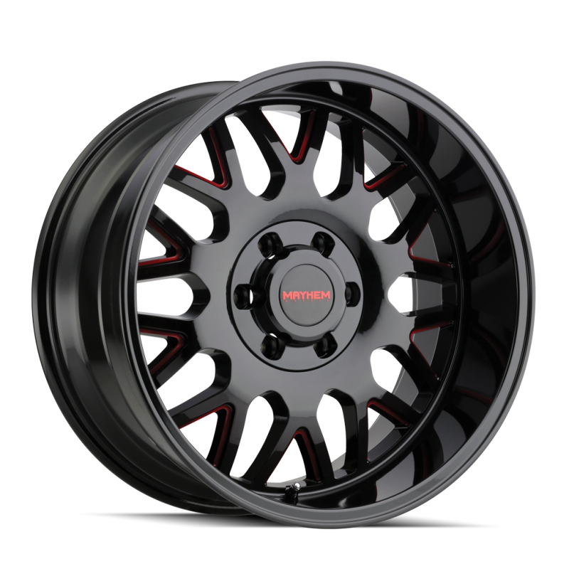 Mayhem 8110-2981BTR 8110 Tripwire 20x9 / 8x165.1 BP / 0mm Offset / 130.8mm Hub Black w/ Prism Red Wheel